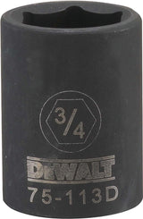 DEWALT DWMT75113OSP Impact Socket, 3/4 in Socket, 1/2 in Drive, 6-Point, CR-440 Steel, Black Oxide