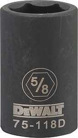 DEWALT DWMT75118OSP Impact Socket, 5/8 in Socket, 1/2 in Drive, 6-Point, CR-440 Steel, Black Oxide