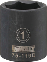 DEWALT DWMT75119OSP Impact Socket, 1 in Socket, 1/2 in Drive, 6-Point, CR-440 Steel, Black Oxide