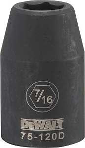 DEWALT DWMT75120OSP Impact Socket, 7/16 in Socket, 1/2 in Drive, 6-Point, CR-440 Steel, Black Oxide