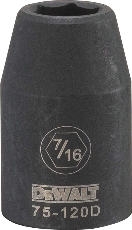 DEWALT DWMT75120OSP Impact Socket, 7/16 in Socket, 1/2 in Drive, 6-Point, CR-440 Steel, Black Oxide