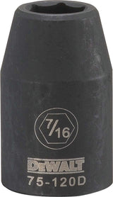 DEWALT DWMT75120OSP Impact Socket, 7/16 in Socket, 1/2 in Drive, 6-Point, CR-440 Steel, Black Oxide