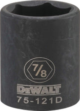 DEWALT DWMT75121OSP Impact Socket, 7/8 in Socket, 1/2 in Drive, 6-Point, CR-440 Steel, Black Oxide