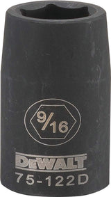 DEWALT DWMT75122OSP Impact Socket, 9/16 in Socket, 1/2 in Drive, 6-Point, CR-440 Steel, Black Oxide