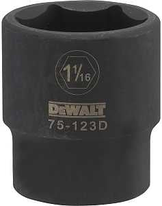 DEWALT DWMT75123OSP Impact Socket, 1-1/16 in Socket, 1/2 in Drive, 6-Point, Chrome Vanadium Steel, Chrome-Plated