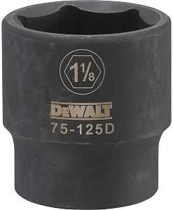 DEWALT DWMT75125OSP Impact Socket, 1-1/8 in Socket, 1/2 in Drive, 6-Point, CR-440 Steel, Black Oxide