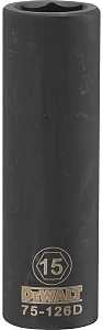 DEWALT DWMT75126OSP Deep Impact Socket, 15 mm Socket, 23/32 in D Socket, 1/2 in Drive, 6-Point, Steel, Black Oxide