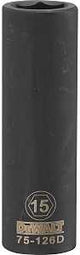DEWALT DWMT75126OSP Deep Impact Socket, 15 mm Socket, 23/32 in D Socket, 1/2 in Drive, 6-Point, Steel, Black Oxide