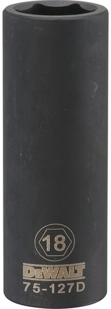 DEWALT DWMT75127OSP Impact Socket, 18 mm Socket, 1/2 in Drive, 6-Point, Chrome Vanadium Steel, Chrome-Plated
