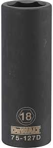 DEWALT DWMT75127OSP Impact Socket, 18 mm Socket, 1/2 in Drive, 6-Point, Chrome Vanadium Steel, Chrome-Plated