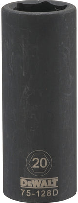DEWALT DWMT75128OSP Deep Impact Socket, 20 mm Socket, 1-1/32 in D Socket, 1/2 in Drive, 6-Point, Steel, Black Oxide