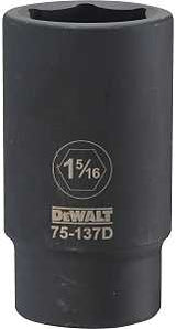 DEWALT DWMT75137OSP Impact Socket, 1-5/16 in Socket, 1-13/32 in D Socket, 3/4 in Drive, 6-Point, CR-440 Steel