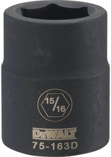 DEWALT DWMT75163OSP Impact Socket, 15/16 in Socket, 23/32 in D Socket, 3/4 in Drive, 6-Point, CR-440 Steel, Black Oxide