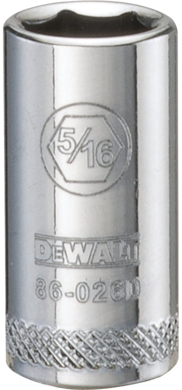 DEWALT DWMT86026OSP Drive Hand Socket, 5/16 in Socket, 1/4 in Drive, 6-Point, Steel, Polished Chrome Vanadium