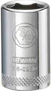 DEWALT DWMT86028OSP Drive Hand Socket, 3/8 in Socket, 1/4 in Drive, 6-Point, Steel, Polished Chrome Vanadium