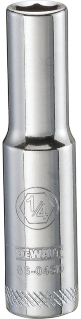 DEWALT DWMT86043OSP Drive Hand Socket, 1/4 in Socket, 1/4 in Drive, 6-Point, Steel, Polished Chrome Vanadium