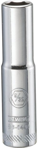 DEWALT DWMT86044OSP Drive Hand Socket, 9/32 in Socket, 1/4 in Drive, 6-Point, Steel, Polished Chrome Vanadium
