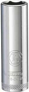 DEWALT DWMT86048OSP Drive Hand Socket, 7/16 in Socket, 1/4 in Drive, 6-Point, Steel, Polished Chrome Vanadium