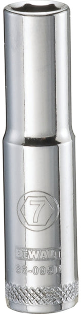DEWALT DWMT86095OSP Drive Hand Socket, 7 mm Socket, 1/4 in Drive, 6-Point, Steel, Polished Chrome Vanadium