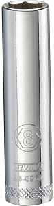 DEWALT DWMT86096OSP Drive Hand Socket, 8 mm Socket, 1/4 in Drive, 6-Point, Steel, Polished Chrome Vanadium