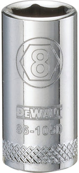 DEWALT DWMT86105OSP Drive Hand Socket, 8 mm Socket, 1/4 in Drive, 6-Point, Steel, Polished Chrome Vanadium