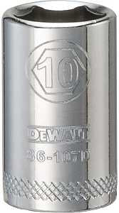 DEWALT DWMT86107OSP Drive Hand Socket, 10 mm Socket, 1/4 in Drive, 6-Point, Steel, Polished Chrome Vanadium