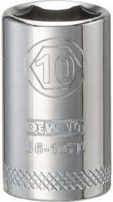 DEWALT DWMT86107OSP Drive Hand Socket, 10 mm Socket, 1/4 in Drive, 6-Point, Steel, Polished Chrome Vanadium