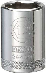 DEWALT DWMT86109OSP Drive Hand Socket, 12 mm Socket, 1/4 in Drive, 6-Point, Steel, Polished Chrome Vanadium