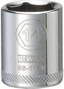 DEWALT DWMT86114OSP Drive Hand Socket, 14 mm Socket, 1/4 in Drive, 6-Point, Steel, Polished Chrome Vanadium