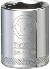 DEWALT DWMT86114OSP Drive Hand Socket, 14 mm Socket, 1/4 in Drive, 6-Point, Steel, Polished Chrome Vanadium