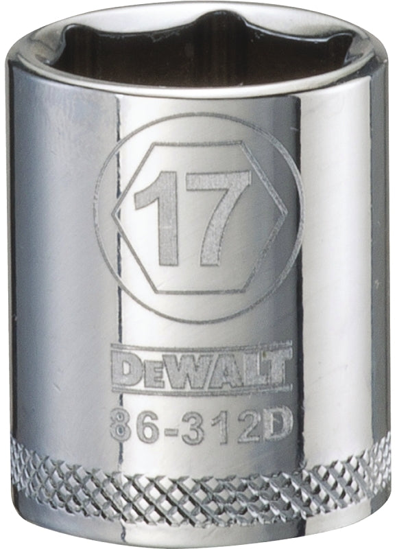 DEWALT DWMT86312OSP Hand Socket, 17 mm Socket, 3/8 in Drive, 6-Point, Vanadium Steel, Polished Chrome