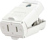 Leviton 016-00102-0WP Electrical Connector, Polarized, 1/4 in, 2-Pole, 15 A, 125 V, NEMA: NEMA 1-15R, White