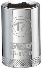 DEWALT DWMT86517OSP Drive Socket, 17 mm Socket, 1-1/2 in OAL, 1/2 in Drive, 6-Point, Vanadium Steel, Polished Chrome