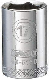 DEWALT DWMT86517OSP Drive Socket, 17 mm Socket, 1-1/2 in OAL, 1/2 in Drive, 6-Point, Vanadium Steel, Polished Chrome
