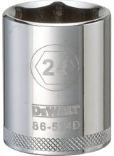 DEWALT DWMT86524OSP Drive Socket, 24 mm Socket, 1-9/16 in OAL, 1/2 in Drive, 6-Point, Vanadium Steel, Polished Chrome