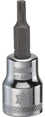 DEWALT DWMT87142OSP Torx Bit Socket, T20 Tip, 3/8 in Drive, Polished Chrome