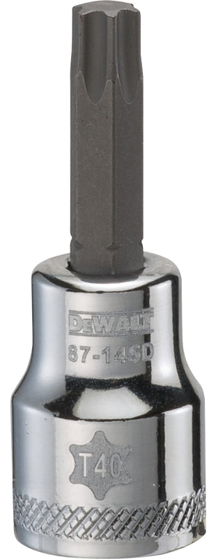 DEWALT DWMT87145OSP Torx Bit Socket, T40 Tip, 3/8 in Drive, Polished Chrome