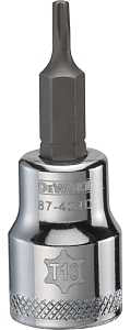 DEWALT DWMT87404OSP Torx Bit Socket, T10 Tip, 3/8 in Drive, Polished Chrome