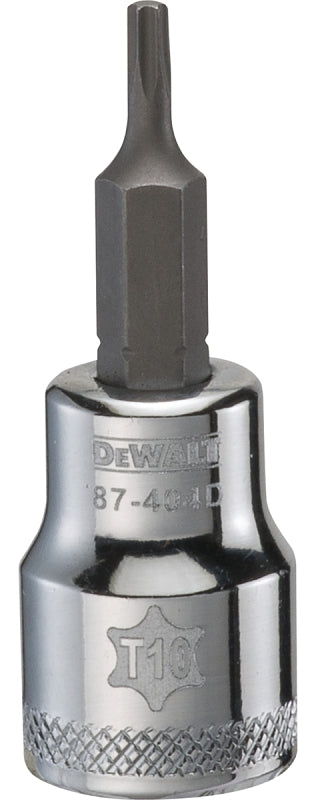 DEWALT DWMT87404OSP Torx Bit Socket, T10 Tip, 3/8 in Drive, Polished Chrome Vanadium