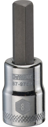DEWALT DWMT87975OSP Fractional Hex Bit Socket, 8 mm Tip, 3/8 in Drive, Polished Chrome, 1-31/32 in OAL