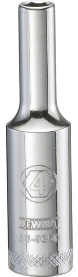 DEWALT DWMT88935OSP Drive Hand Socket, 4 mm Socket, 1/4 in Drive, 6-Point, Steel, Polished Chrome Vanadium