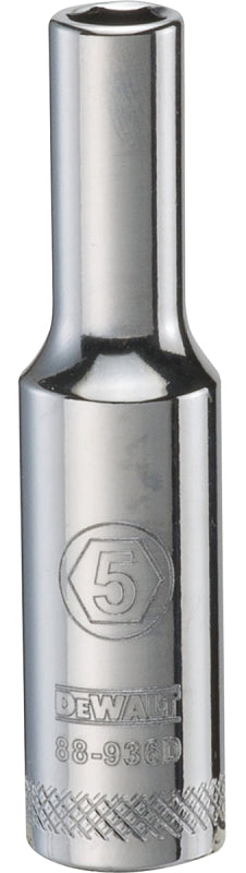 DEWALT DWMT88936OSP Drive Hand Socket, 5 mm Socket, 1/4 in Drive, 6-Point, Steel, Polished Chrome Vanadium