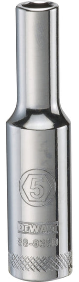 DEWALT DWMT88936OSP Drive Hand Socket, 5 mm Socket, 1/4 in Drive, 6-Point, Steel, Polished Chrome Vanadium