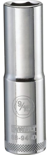 DEWALT DWMT88946OSP Drive Hand Socket, 9/16 in Socket, 1/2 in Drive, 6-Point, Steel, Polished Chrome Vanadium
