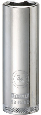 DEWALT DWMT88949OSP Drive Hand Socket, 3/4 in Socket, 1/2 in Drive, 6-Point, Steel, Polished Chrome Vanadium