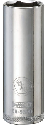 DEWALT DWMT88950OSP Drive Hand Socket, 13/16 in Socket, 1/2 in Drive, 6-Point, Steel, Polished Chrome Vanadium