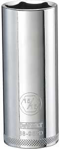 DEWALT DWMT88952OSP Drive Hand Socket, 15/16 in Socket, 1/2 in Drive, 6-Point, Steel, Polished Chrome Vanadium