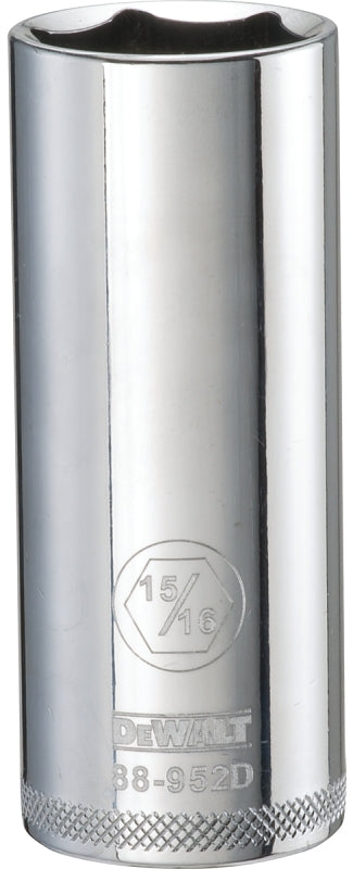 DEWALT DWMT88952OSP Drive Hand Socket, 15/16 in Socket, 1/2 in Drive, 6-Point, Steel, Polished Chrome Vanadium