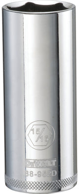 DEWALT DWMT88952OSP Drive Hand Socket, 15/16 in Socket, 1/2 in Drive, 6-Point, Steel, Polished Chrome Vanadium