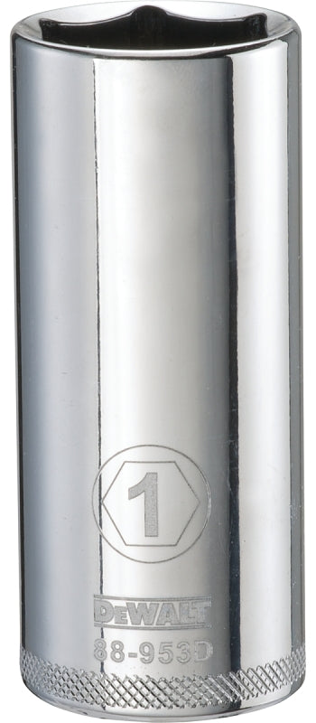 DEWALT DWMT88953OSP Drive Hand Socket, 1 in Socket, 1/2 in Drive, 6-Point, Steel, Polished Chrome Vanadium